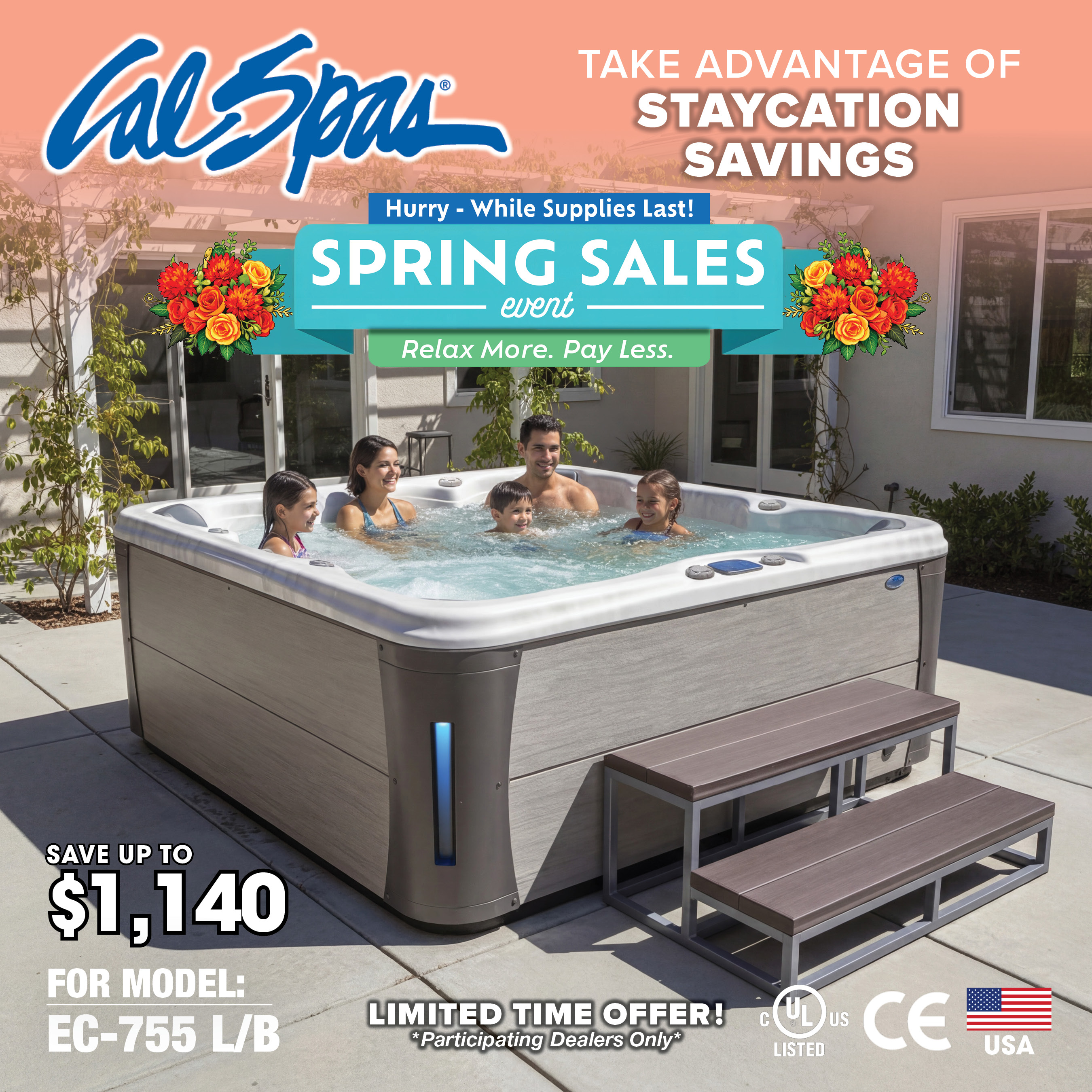 Calspas hot tub being used in a family setting - Burien